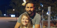 Kapil Raghu and his wife Ashley Mays.