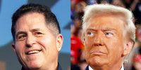 Left:  Michael Dell as part of SXSW 2024 Conference and Festivals held at Austin Convention Center on March 14, 2024 in Austin, Texas. (Photo by Errich Petersen/SXSW Conference & Festivals via Getty Images)
Right: RALEIGH, NORTH CAROLINA - NOVEMBER 04: Republican presidential nominee, former U.S. President Donald Trump takes the stage during a campaign rally at the J.S. Dorton Arena on November 04, 2024 in Raleigh, North Carolina. (Photo by Chip Somodevilla/Getty Images)