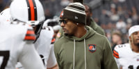 LAS VEGAS, NEVADA - NOVEMBER 23: Deshaun Watson #4 of the Cleveland Browns looks on before a game against the Las Vegas Raiders at Allegiant Stadium on November 23, 2025 in Las Vegas, Nevada. (Photo by Ian Maule/Getty Images)